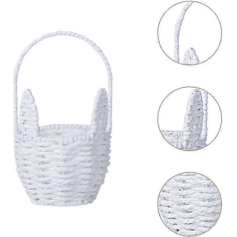 Panier de rangement lapin de Pâques, panier décoratif en corde de papier et fer pour les fêtes de printemps, rangement cuisine et maison, 21 x 12,5 x 8,5 cm (1/5)