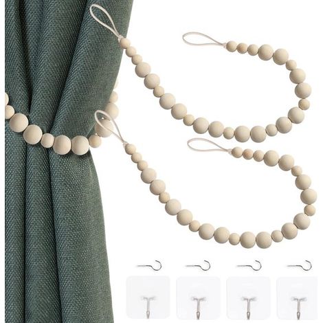 Set di 2 nastri, fiocchi e fibbie per tende in stile bohémien - Adatti per pareti, finestre e camere da letto. (1/5)