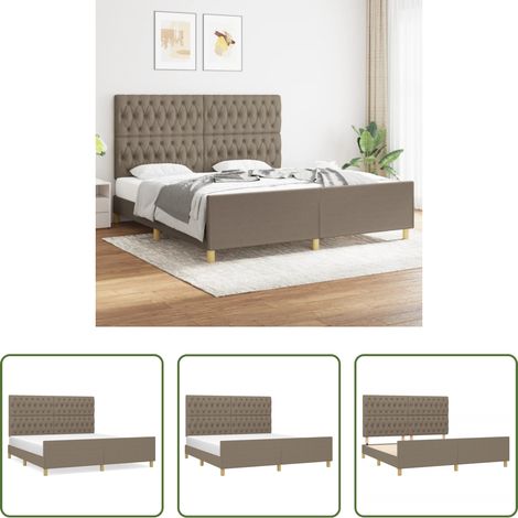 Tête de lit réglable - Cadre de lit sans matelas taupe 180x200 cm tissu (1/5)