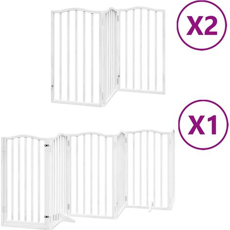 Barrière de sécurité pour chien animaux de compagnie porte pliable 12 panneaux bois de peuplier blanc