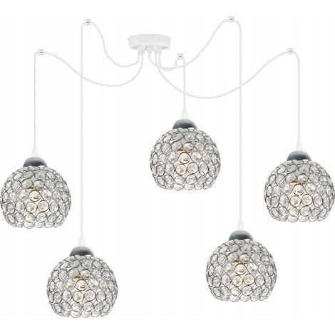 Suspension araignée, chromée, plafonnier en cristal (1/5)