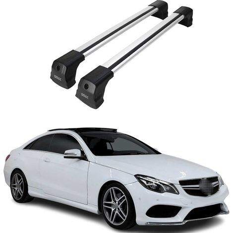OMAC Dachträger Querträger kompatibel mit Mercedes E Klasse C207 Coupe 2009-2017 – 2 Stangen – Abschließbar – Aluminium Silber (1/5)