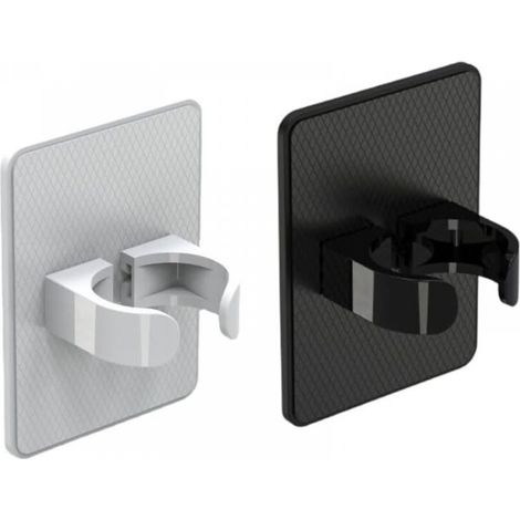 Porte-brosse à cheveux – Organiseur mural autocollant, sans perçage, pour fers à friser et peignes – Blanc et noir – Lot de 2 (1/5)