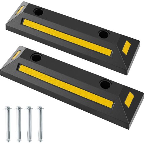 Set di 2 fermaruote in gomma 54,5 x 16 x 9 cm maggiore sicurezza design rinforzato in giallo 200019525