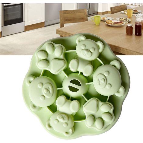 Moule à glace en silicone vert, en forme d'ourson mignon, idéal pour les préparations pour bébé, les gâteaux vapeur et les glaçons. (1/5)