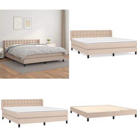 Boxspringbett Matratze Cappuccino-Braun 180x200 cm Kunstleder - Boxspringbett - Doppelbett - Bettenrahmen - Kunstlederbett - Lattenrost - Home & Living (1/5)