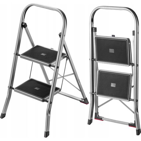 KADAX Aluleiter mit Lastkraft bis 150kg, mit rutschfesten Beinen, 2 Stufen (1/5)