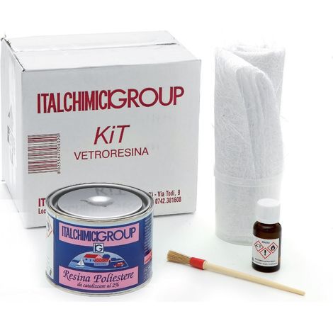 KIT VETRORESINA CON CATALIZZATORE E LANA DI VETRO