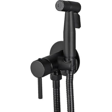 Tragbarer Ula Bidet-Wasserhahn aus schwarzem Messing mit Handbrause, Warm- und Kaltwassermischer für Badezimmer und hygienische Dusche.