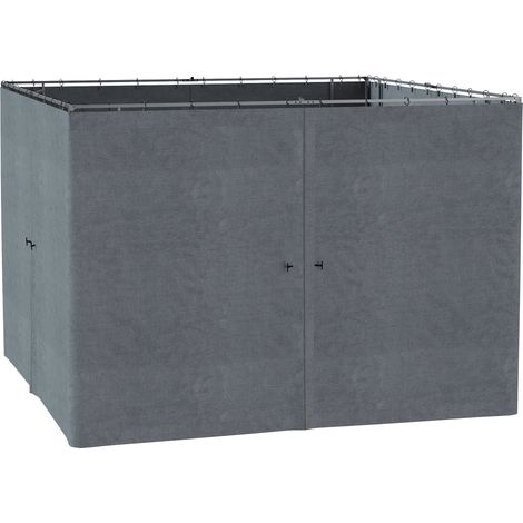 4 parois latérales pour pavillon de jardin tonnelle rigide 300 x cm protéger la pluie vent soleil gris (1/5)