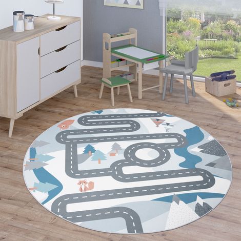 Paco Home Kinderteppich Teppich Rund Kinderzimmer Spielteppich Straßenteppich Modern 160 cm Rund, Creme