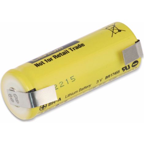 Batterie lithium PANASONIC BR-A, avec languette en U à souder, 3 V, 1800 mAh