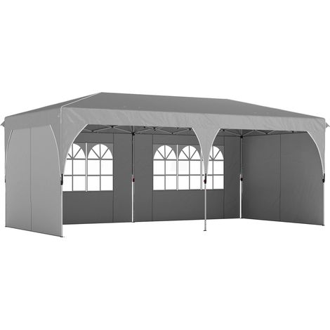 Tonnelle Adalgiso 3x6m Barnum Pliable Parois Amovibles Gris Clair Protection UV50+ (1/5)