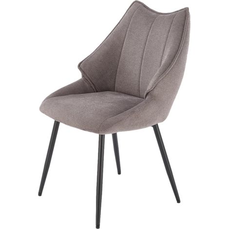 Chaise design en tissu gris avec pieds en métal noir Ricardo (1/5)