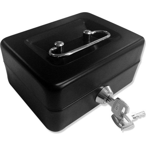 12.596cm(Noir) Caisse avec Serrure à clé, Tirelire portative en métal à Double Couche et 2 clés pour la sécurité (1/5)