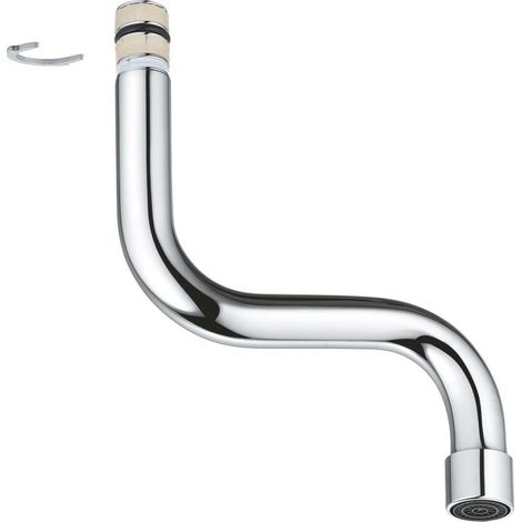 GROHE S-Auslauf 13385, für Eurosmart Einhand-Spültischbatterie Wandmontage, schwenkbar, Ausladung 113 mm, chrom