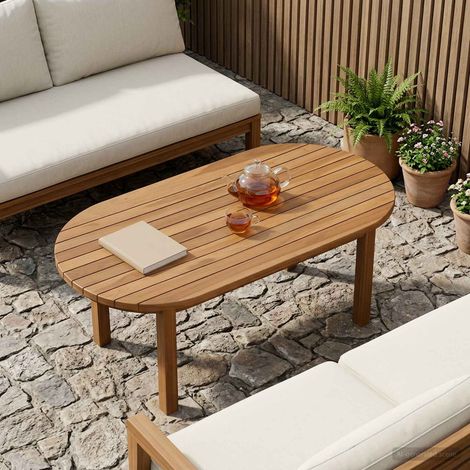 vidaXL Table Top 90 x 45 x 3.5 cm Oval Solid Teak Wood Natural (1/5)