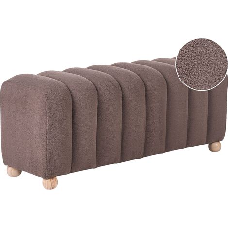 Pouf a costecon rivestimento in bouclé gambe in legno marrone Idyllwild