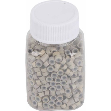 1000 anneaux micro-lisses pro coiffure, perles à cheveux avec doublure silicone, boucles d’extension, outils de pose, teinte blonde, flacon de 1000 pièces. (1/5)