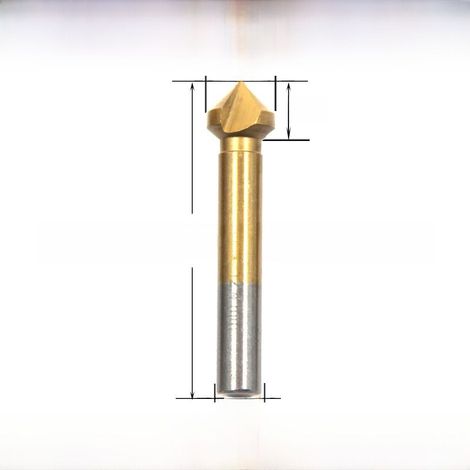 Irovami 90 Grad Titanbeschichtetes Dreiklingen-Fasenmesser, Bohr-, Entgratungs-, Fräs-, Fasenwerkzeug, Holzbohrer (12,4 mm, Titanbeschichtet, Einarmig [21 g]) (1/5)