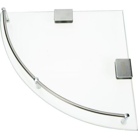 Étagère Murale pour Rangement de Salle de Bain en Acier Inoxydable et Verre Trempé, Support d'angle Contemporain Porte-Serviettes Mural (1/5)