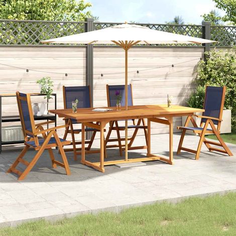 Juego comedor de jardín 5 pzas madera maciza acacia y textileno