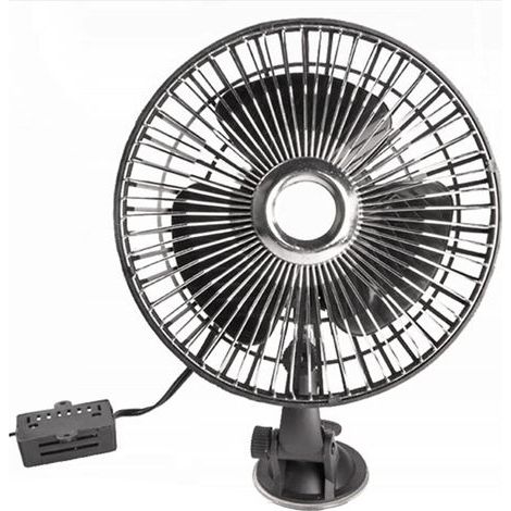 Ortviai Ventilateur automobile 6 pouces avec ventouse, rotation automatique 360°, 24 V pour camions et véhicules à double batterie (1/5)