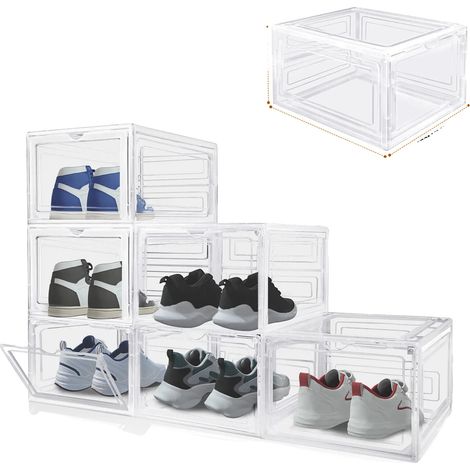 Cajas apilables para guardar zapatos, diseño transparente, paquete de 6 (1/5)