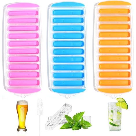 de 3 Bacs à Glaçons en Silicone avec Couvercle, Moule Glaçons, 10 (1/5)