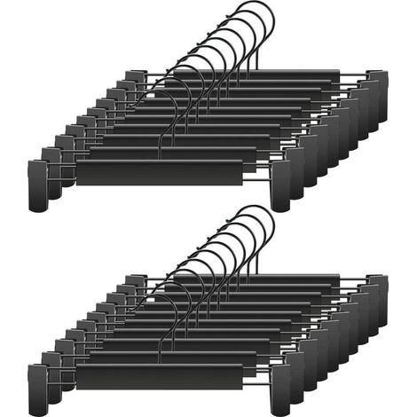 Hosenbügel, platzsparende Rockbügel mit 360° drehbaren Haken, verstellbare Clipbügel, Kleiderbügel für Kleidung, Mäntel und Jeans (20er-Pack, Schwarz) (1/5)