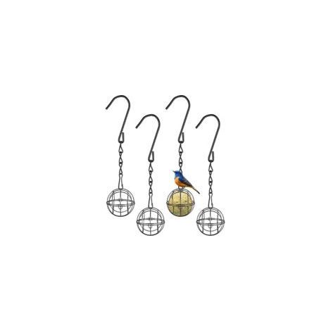 4pcs Métal Mangeoire Oiseaux Exterieur avec 4pcs Crochets en Forme de S, Suspendue Sphériques Boule de Graisse Bird Feeder pour de la Maison Le Jardin la Faune (1/5)