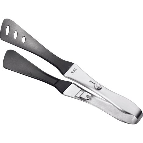 Pinces de service 31 cm Pinces de cuisine en acier inoxydable Tête en plastique Pinces à barbecue Petites pinces à gril pour steak Poisson Légumes Mécanisme de verrouillage Gain de place (1/5)