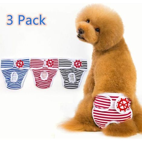 Taille: M Pantalon hygiénique pour Chien Couche Réutilisable pour Chienne Lavable Pantalons de Sécurité Menstruel Sanitaires Couches Culotte pour Animaux Physiologiques Paquet de 3 sous-vêtement (1/5)