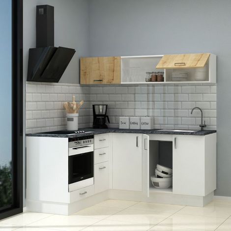 Cocina rinconera reversible con electrodomésticos blanca 180x160 cm - Letty (1/5)