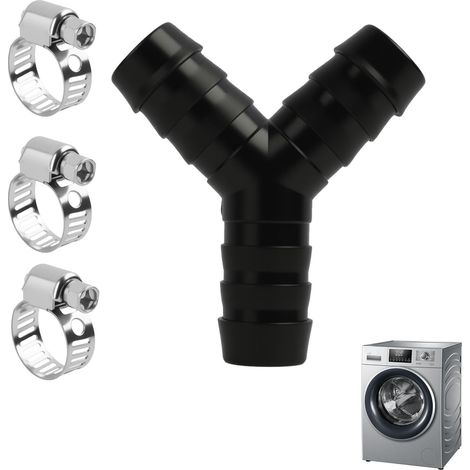 Répartiteur en Y à 2 Voies, Raccord y Machine a laver, 2 Voies Répartiteur en Y, Pour Tuyaux de Vidange, Compatible avec Machines à Laver et Lave-Vaisselles,Inclus 3 Colliers de Serrage,19 mm Diamètrr (1/5)