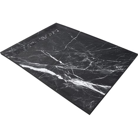 Receveur résine 200 x 100 cm imitation marbre noir - grille caniveau excentrée (1/5)