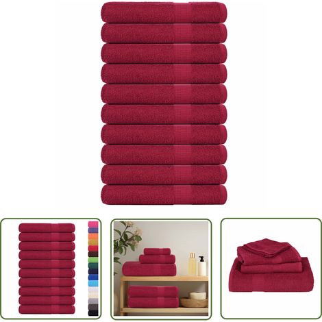 vidaXL Handtücher 10Stk. Bordeauxrot 100x200cm 360 g/m² 100% Baumwolle (1/5)