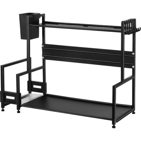 ® Porte-épices en métal, Étagère de cuisine, Étagère à épices, Organisateur d'épices, Etagère Rangement Organisateur, 48x21x36cm, noir (1/5)