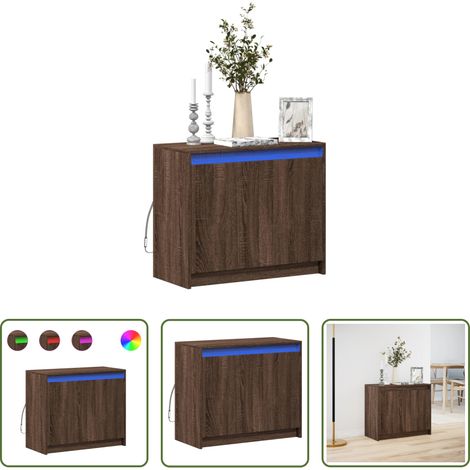 LED-Beleuchtung - LED-Sideboard Braun Eichen-Optik 72x34x61 cm Holzwerkstoff (1/5)