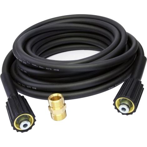 Tuyau D'extension de 10 M, Tuyau tressé renforcé Haute Pression 1/4 avec Raccord Mâle M22, pour Nettoyeurs Haute Pression avec Filetage M22 14 Mm (1/5)
