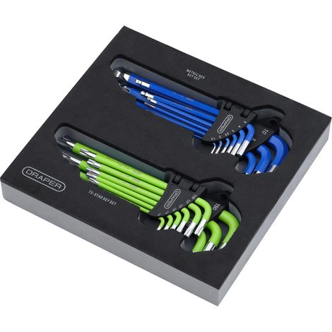 Draper 12823 Draper TX-STAR Metric Ball End Hex Key Sets in EVA Storage Tray (18 Piece)