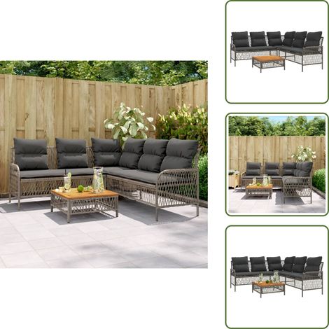 Salon de jardin 2 pcs avec coussins Gris Résine tressée - Ensemble Salon De Jardin - Salon De Jardin Extérieur - Meubles De Jardin - Canapé D'extérieur - Set De Salon De Jardin (1/5)