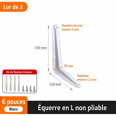 Équerre murale fixe en 7 blanche 20 cm pour étagère lot de 2 avec vis 7 6 20cm réf 1 × 1 × 1 cm 68 g – Livraison gratuite