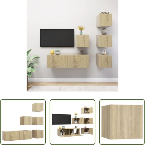 Meuble TV chêne sonoma - Ensemble de meubles TV 5 pcs Chêne sonoma Bois d'ingénierie (1/5)
