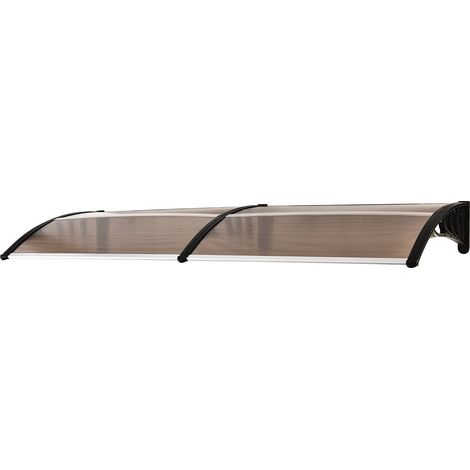 Auvent de porte en polycarbonate marron 75x195x23 cm avec protection solaire et pluie (1/5)