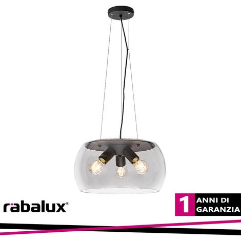 Lampada sospesa Ursula metall schwarz e27 3x max 40w h: 120 cm Ø40 cm Dimmabile (1/3)