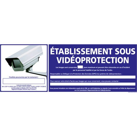 PANNEAU ETABLISSEMENT SOUS VIDEO PROTECTION (G1192) - Adhésif - 210 x 75 mm