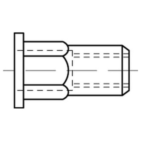 Blindnietmutter A 2 m. Sechskant Flachkopf M 5 / 0,5 - 3,0 S 500 Stk