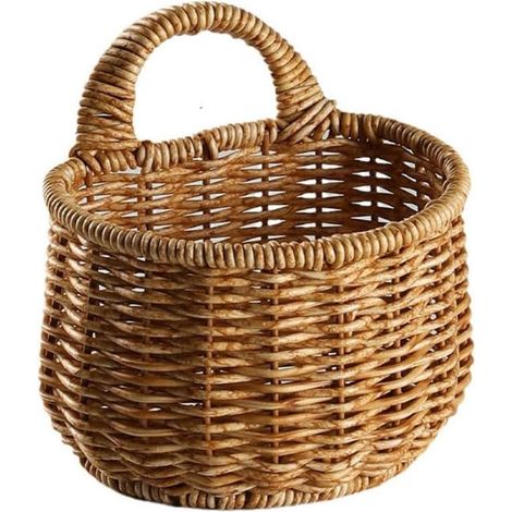 1 Panier Mural, Plastique Imitation Rotin, Design Tressé, Rangement Cuisine, Ustensiles
