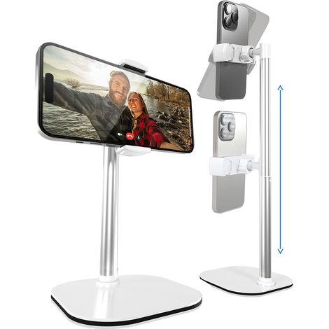 ChatStand, Support Telephone pour Bureau Réglable, Support iPhone Bureau, Trepied iPhone Filmer, Trépied Téléphone Table, Porte Telephone pour Samsung et Smartphones Android - Blanc Givré (1/5)